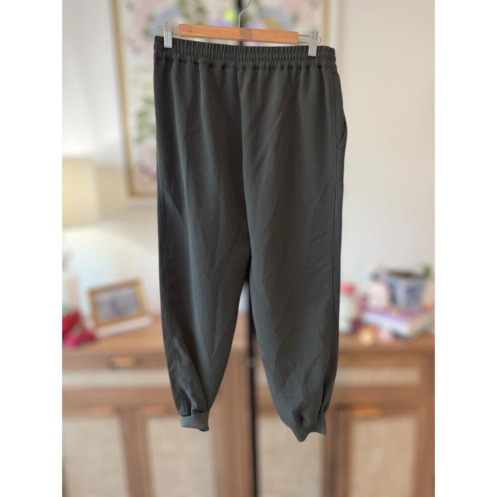 Wilfred Aritzia Womens Joggers Elastic Waist Drawcord Tapered Dark Green Medium